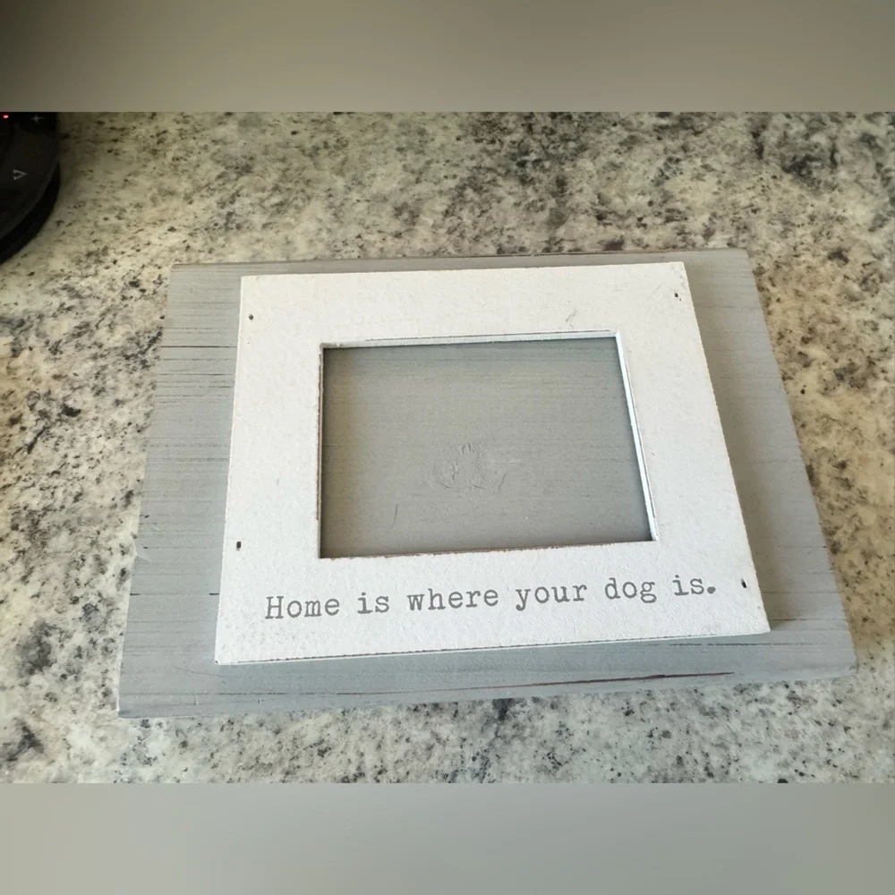 Wooden 'Home Is Where Your Dog Is' Photo Frame - White & Gray